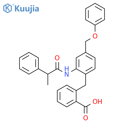 Benzoic acid,2-[[2-[(1-oxo-2-phenylpropyl)amino]-4-(phenoxymethyl)phenyl]methyl]- structure