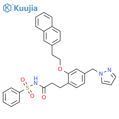 Benzenepropanamide,2-[2-(2-naphthalenyl)ethoxy]-N-(phenylsulfonyl)-4-(1H-pyrazol-1-ylmethyl)- structure