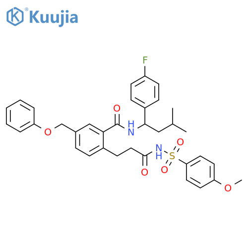 Benzenepropanamide,2-[[[1-(4-fluorophenyl)-3-methylbutyl]amino]carbonyl]-N-[(4-methoxyphenyl)sulfonyl]-4-(phenoxymethyl)- structure