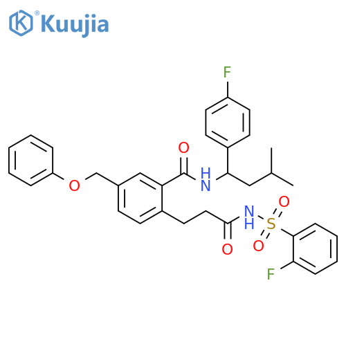 Benzenepropanamide,2-[[[1-(4-fluorophenyl)-3-methylbutyl]amino]carbonyl]-N-[(2-fluorophenyl)sulfonyl]-4-(phenoxymethyl)- structure