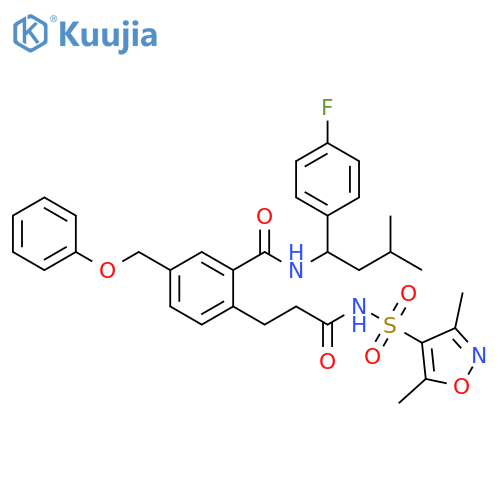 Benzenepropanamide,N-[(3,5-dimethyl-4-isoxazolyl)sulfonyl]-2-[[[1-(4-fluorophenyl)-3-methylbutyl]amino]carbonyl]-4-(phenoxymethyl)- structure