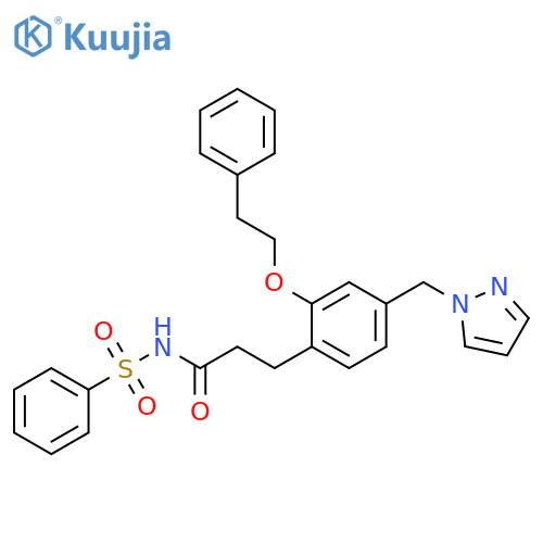 Benzenepropanamide,2-(2-phenylethoxy)-N-(phenylsulfonyl)-4-(1H-pyrazol-1-ylmethyl)- structure