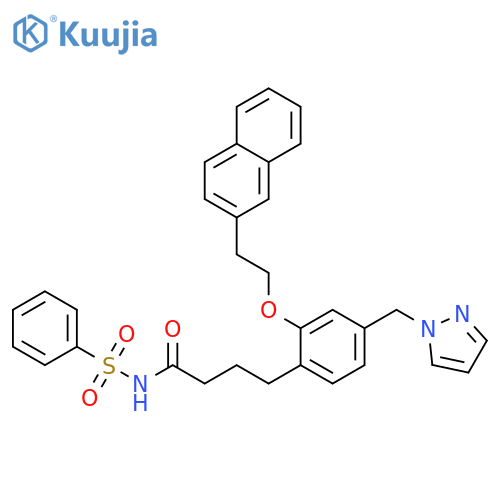 Benzenebutanamide,2-[2-(2-naphthalenyl)ethoxy]-N-(phenylsulfonyl)-4-(1H-pyrazol-1-ylmethyl)- structure