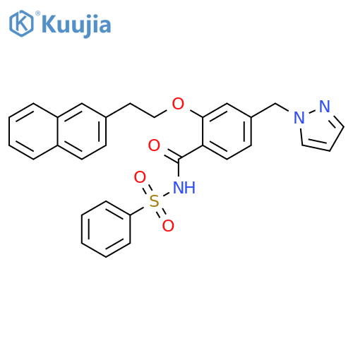 Benzamide,2-[2-(2-naphthalenyl)ethoxy]-N-(phenylsulfonyl)-4-(1H-pyrazol-1-ylmethyl)- structure