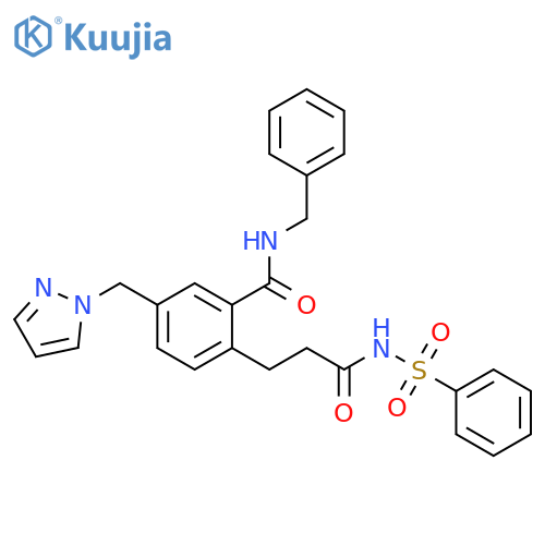 Benzenepropanamide,2-[[(phenylmethyl)amino]carbonyl]-N-(phenylsulfonyl)-4-(1H-pyrazol-1-ylmethyl)- structure