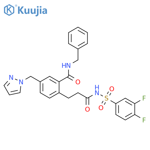 Benzenepropanamide,N-[(3,4-difluorophenyl)sulfonyl]-2-[[(phenylmethyl)amino]carbonyl]-4-(1H-pyrazol-1-ylmethyl)- structure