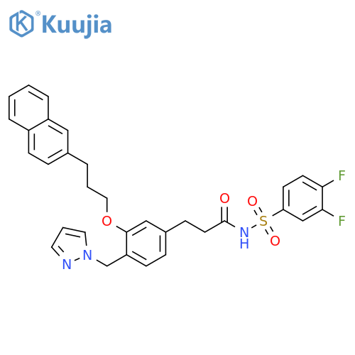 Benzenepropanamide,N-[(3,4-difluorophenyl)sulfonyl]-3-[3-(2-naphthalenyl)propoxy]-4-(1H-pyrazol-1-ylmethyl)- structure