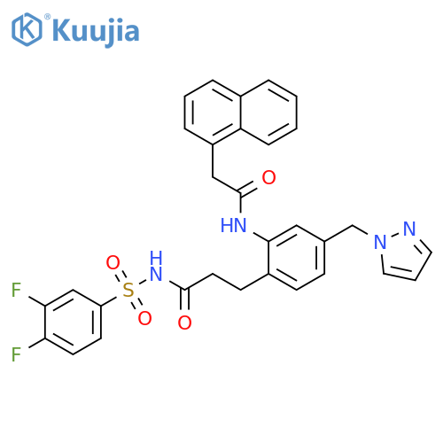1-Naphthaleneacetamide,N-[2-[3-[[(3,4-difluorophenyl)sulfonyl]amino]-3-oxopropyl]-5-(1H-pyrazol-1-ylmethyl)phenyl]- structure