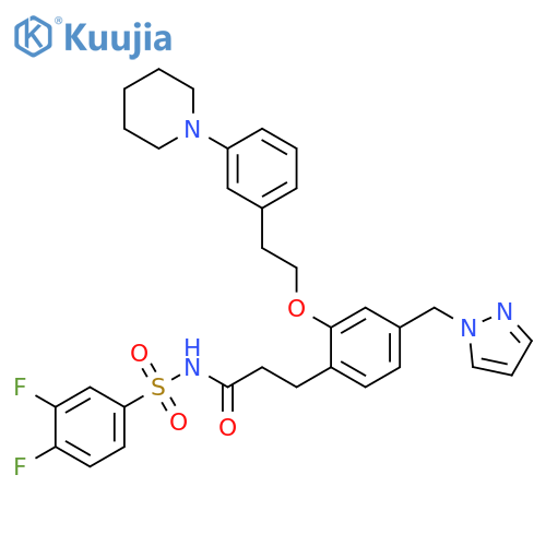 Benzenepropanamide,N-[(3,4-difluorophenyl)sulfonyl]-2-[2-[3-(1-piperidinyl)phenyl]ethoxy]-4-(1H-pyrazol-1-ylmethyl)- structure