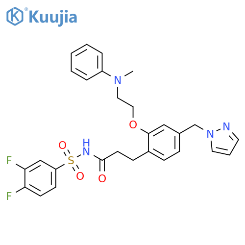 Benzenepropanamide,N-[(3,4-difluorophenyl)sulfonyl]-2-[2-(methylphenylamino)ethoxy]-4-(1H-pyrazol-1-ylmethyl)- structure
