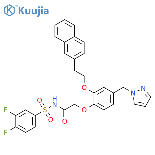 Acetamide,N-[(3,4-difluorophenyl)sulfonyl]-2-[2-[2-(2-naphthalenyl)ethoxy]-4-(1H-pyrazol-1-ylmethyl)phenoxy]- structure