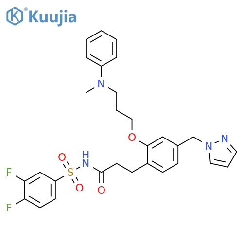 Benzenepropanamide,N-[(3,4-difluorophenyl)sulfonyl]-2-[3-(methylphenylamino)propoxy]-4-(1H-pyrazol-1-ylmethyl)- structure