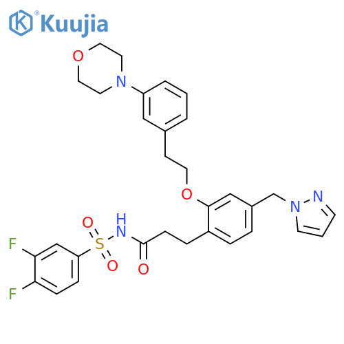 Benzenepropanamide,N-[(3,4-difluorophenyl)sulfonyl]-2-[2-[3-(4-morpholinyl)phenyl]ethoxy]-4-(1H-pyrazol-1-ylmethyl)- structure