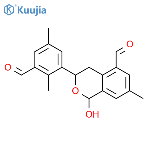 1H-2-Benzopyran-5-carboxaldehyde,3-(3-formyl-2,5-dimethylphenyl)-3,4-dihydro-1-hydroxy-7-methyl- structure