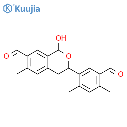1H-2-Benzopyran-7-carboxaldehyde,3-(5-formyl-2,4-dimethylphenyl)-3,4-dihydro-1-hydroxy-6-methyl- structure