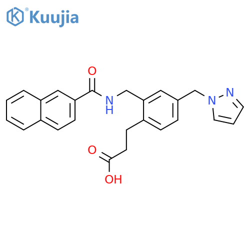 Benzenepropanoic acid,2-[[(2-naphthalenylcarbonyl)amino]methyl]-4-(1H-pyrazol-1-ylmethyl)- structure
