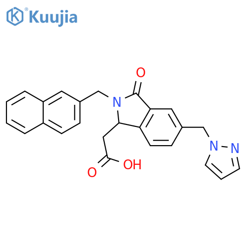 1H-Isoindole-1-acetic acid,2,3-dihydro-2-(2-naphthalenylmethyl)-3-oxo-5-(1H-pyrazol-1-ylmethyl)- structure