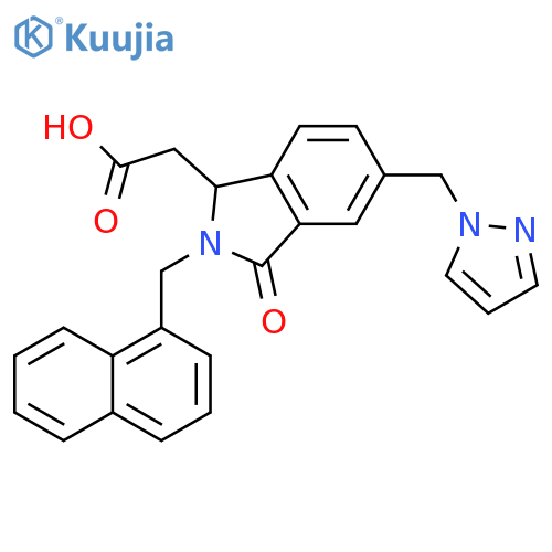 1H-Isoindole-1-acetic acid,2,3-dihydro-2-(1-naphthalenylmethyl)-3-oxo-5-(1H-pyrazol-1-ylmethyl)- structure