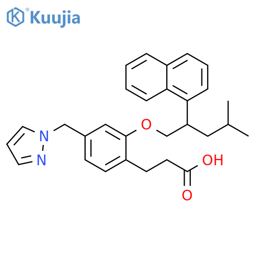 Benzenepropanoic acid,2-[[4-methyl-2-(1-naphthalenyl)pentyl]oxy]-4-(1H-pyrazol-1-ylmethyl)- structure