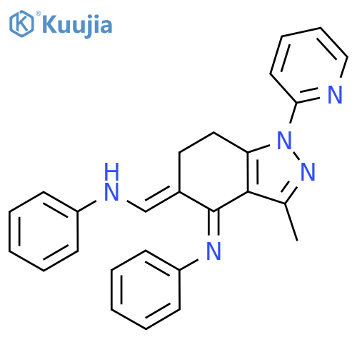 Benzenamine,N-[1,5,6,7-tetrahydro-3-methyl-5-[(phenylamino)methylene]-1-(2-pyridinyl)-4H-indazol-4-ylidene]- structure