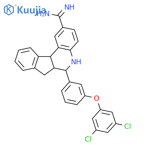 5H-Indeno[2,1-c]quinoline-2-carboximidamide,6-[3-(3,5-dichlorophenoxy)phenyl]-6,6a,7,11b-tetrahydro- structure