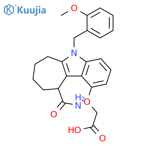 Acetic acid,[[10-(aminocarbonyl)-5,6,7,8,9,10-hexahydro-5-[(2-methoxyphenyl)methyl]cyclohept[b]indol-1-yl]oxy]- structure