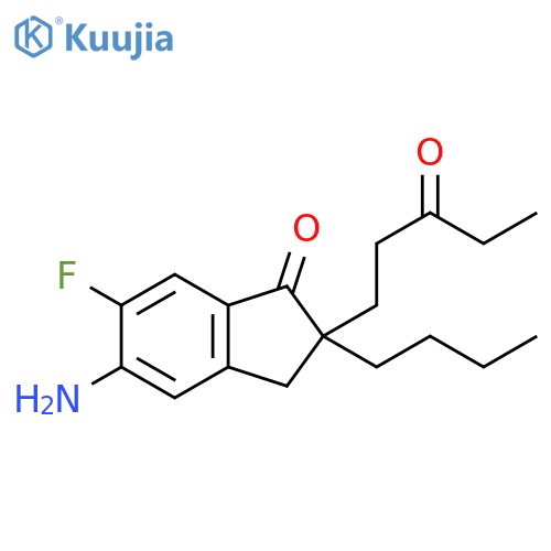 1H-Inden-1-one, 5-amino-2-butyl-6-fluoro-2,3-dihydro-2-(3-oxopentyl)- structure