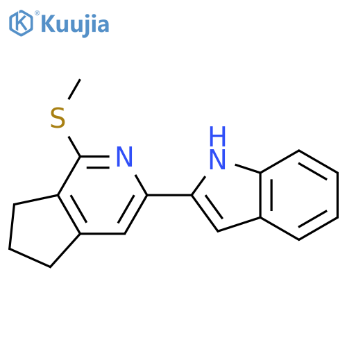 1H-Indole, 2-[6,7-dihydro-1-(methylthio)-5H-cyclopenta[c]pyridin-3-yl]- structure
