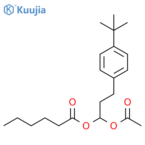 Hexanoic acid, 1-(acetyloxy)-3-[4-(1,1-dimethylethyl)phenyl]propyl ester structure