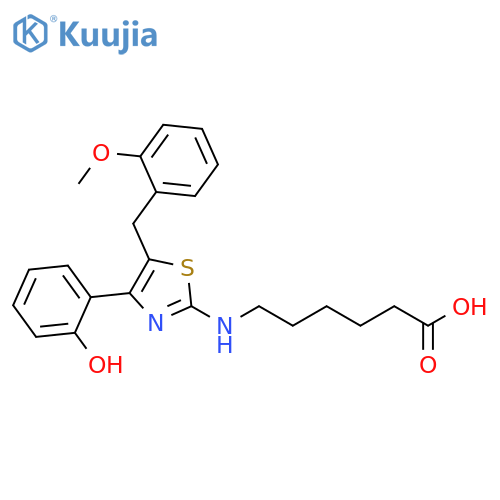 Hexanoic acid,6-[[4-(2-hydroxyphenyl)-5-[(2-methoxyphenyl)methyl]-2-thiazolyl]amino]- structure