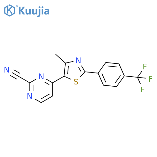 2-Pyrimidinecarbonitrile,4-[4-methyl-2-[4-(trifluoromethyl)phenyl]-5-thiazolyl]- structure