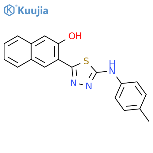 2-Naphthalenol, 3-[5-[(4-methylphenyl)amino]-1,3,4-thiadiazol-2-yl]- structure