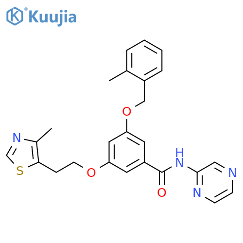 Benzamide,3-[(2-methylphenyl)methoxy]-5-[2-(4-methyl-5-thiazolyl)ethoxy]-N-pyrazinyl- structure