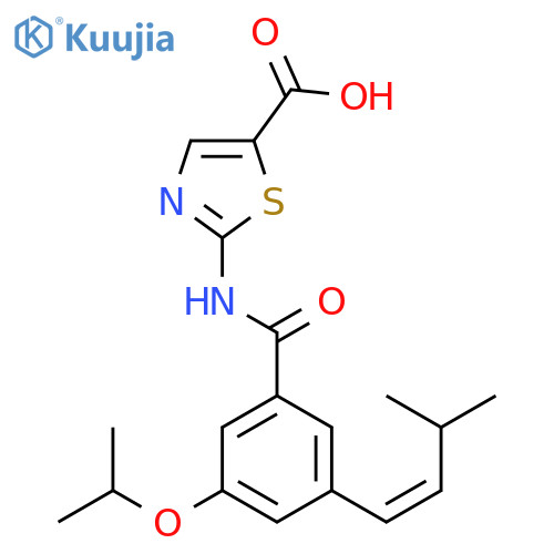 5-Thiazolecarboxylic acid,2-[[3-[(1Z)-3-methyl-1-butenyl]-5-(1-methylethoxy)benzoyl]amino]- structure