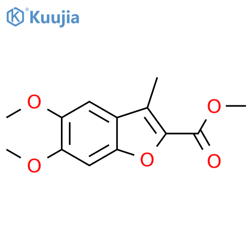 2-Benzofurancarboxylic acid, 5,6-dimethoxy-3-methyl-, methyl ester structure