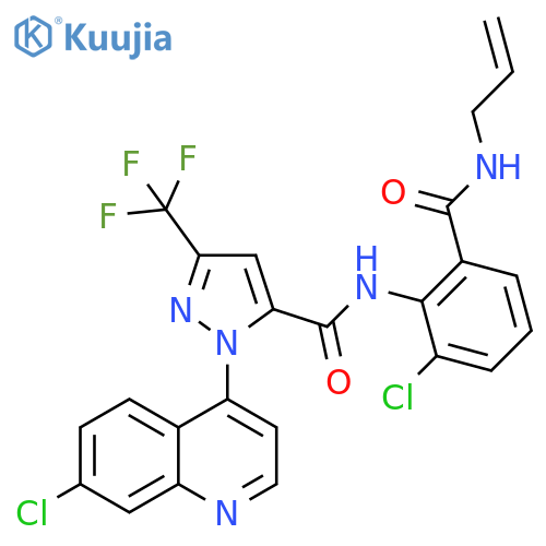 1H-Pyrazole-5-carboxamide,N-[2-chloro-6-[(2-propenylamino)carbonyl]phenyl]-1-(7-chloro-4-quinolinyl)-3-(trifluoromethyl)- structure