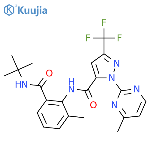 1H-Pyrazole-5-carboxamide,N-[2-[[(1,1-dimethylethyl)amino]carbonyl]-6-methylphenyl]-1-(4-methyl-2-pyrimidinyl)-3-(trifluoromethyl)- structure