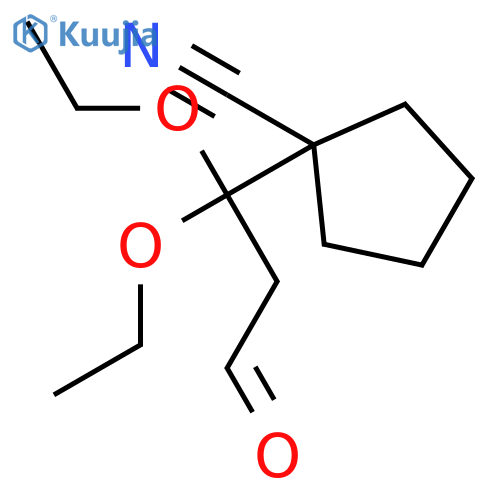 Cyclopentanecarbonitrile, 1-(1,1-diethoxy-3-oxopropyl)- structure