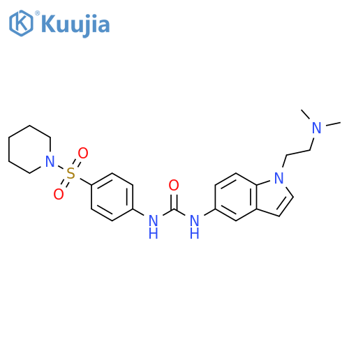 Piperidine,1-[[4-[[[[1-[2-(dimethylamino)ethyl]-1H-indol-5-yl]amino]carbonyl]amino]phenyl]sulfonyl]- structure