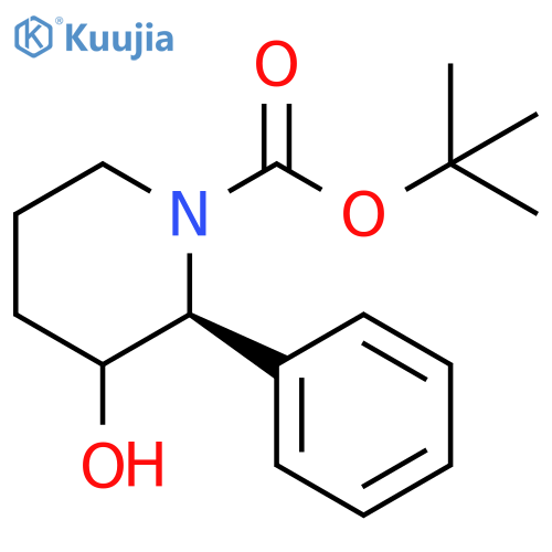 1-Piperidinecarboxylic acid, 3-hydroxy-2-phenyl-, 1,1-dimethylethylester, (2S)- structure