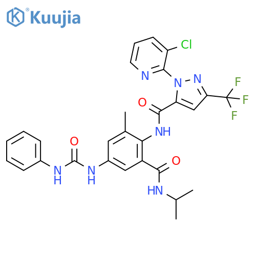 1H-Pyrazole-5-carboxamide,1-(3-chloro-2-pyridinyl)-N-[2-methyl-6-[[(1-methylethyl)amino]carbonyl]-4-[[(phenylamino)carbonyl]amino]phenyl]-3-(trifluoromethyl)- structure