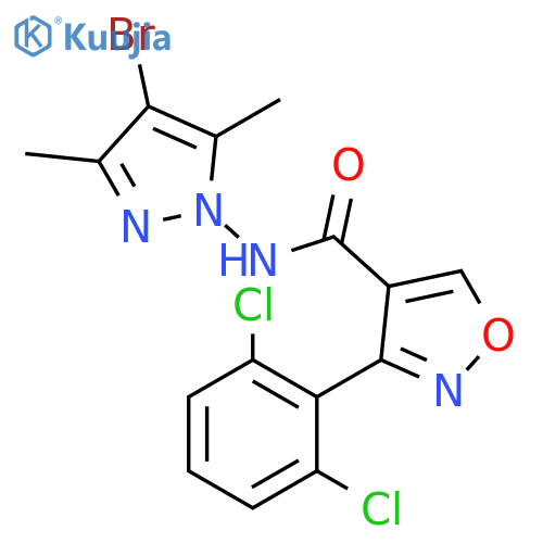 4-Isoxazolecarboxamide,N-(4-bromo-3,5-dimethyl-1H-pyrazol-1-yl)-3-(2,6-dichlorophenyl)- structure