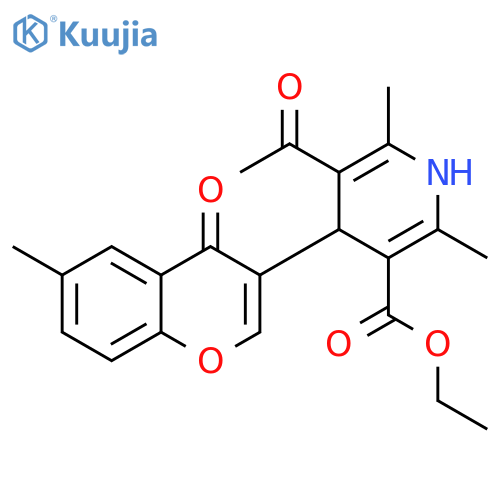 3-Pyridinecarboxylic acid,5-acetyl-1,4-dihydro-2,6-dimethyl-4-(6-methyl-4-oxo-4H-1-benzopyran-3-yl)-, ethyl ester structure