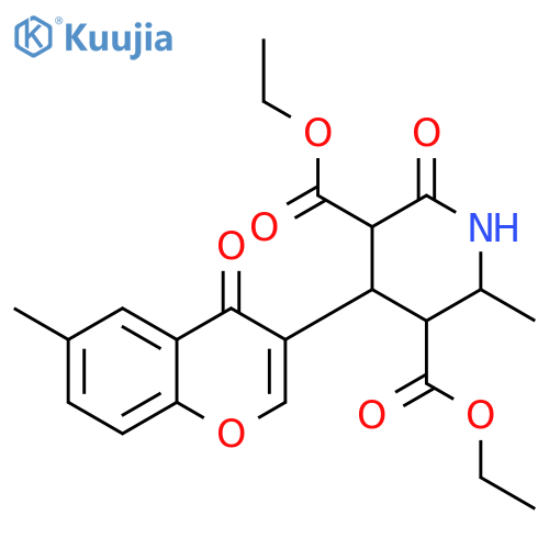 3,5-Piperidinedicarboxylic acid,2-methyl-4-(6-methyl-4-oxo-4H-1-benzopyran-3-yl)-6-oxo-, diethyl ester structure