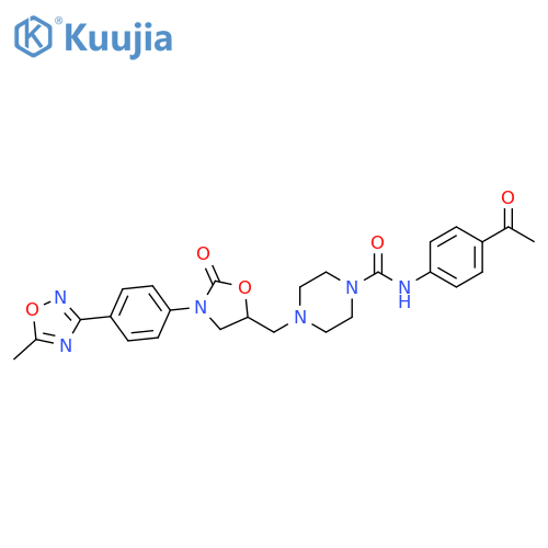 1-Piperazinecarboxamide,N-(4-acetylphenyl)-4-[[3-[4-(5-methyl-1,2,4-oxadiazol-3-yl)phenyl]-2-oxo-5-oxazolidinyl]methyl]- structure