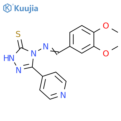 3H-1,2,4-Triazole-3-thione,4-[[(3,4-dimethoxyphenyl)methylene]amino]-2,4-dihydro-5-(4-pyridinyl)- structure