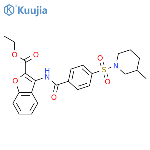 ethyl 3-{4-(3-methylpiperidin-1-yl)sulfonylbenzamido}-1-benzofuran-2-carboxylate structure
