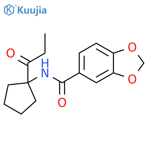 1,3-Benzodioxole-5-carboxamide, N-[1-(1-oxopropyl)cyclopentyl]- structure