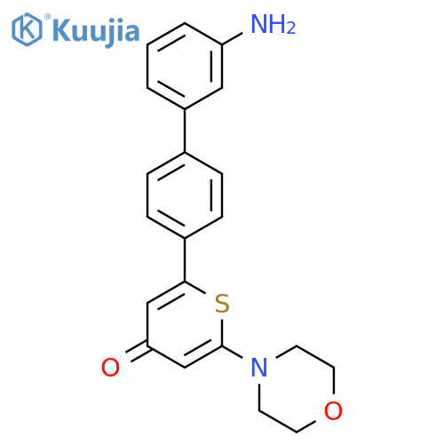 4H-Thiopyran-4-one, 2-(3'-amino[1,1'-biphenyl]-4-yl)-6-(4-morpholinyl)- structure