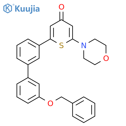 4H-Thiopyran-4-one,2-(4-morpholinyl)-6-[3'-(phenylmethoxy)[1,1'-biphenyl]-3-yl]- structure